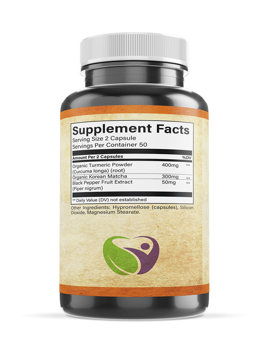 Matcha Turmeric (Black Pepper) Detox Capsules - 50 Servings
